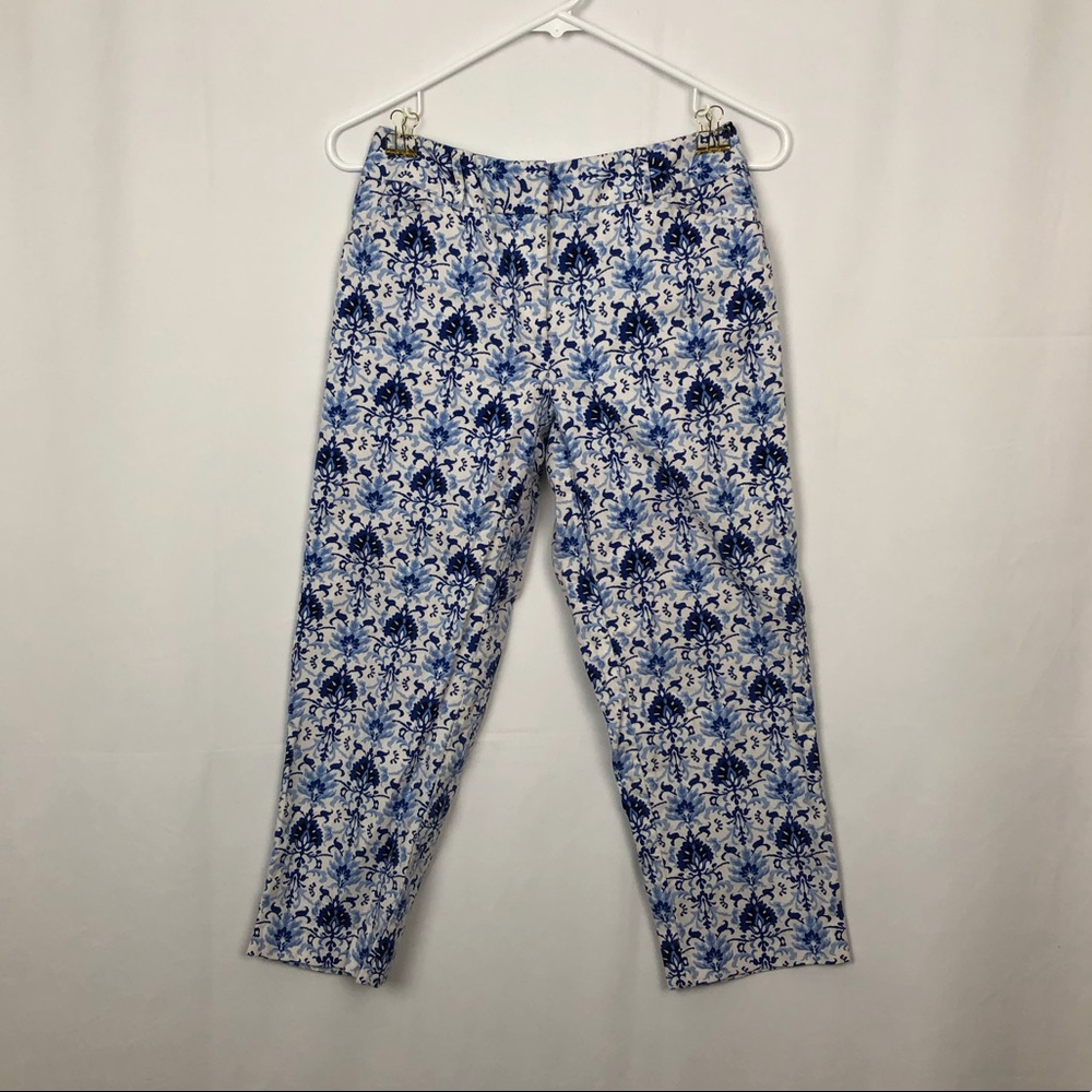 Talbots Blue/White Pattern Capris Pockets 2p - image 1